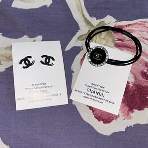 CHANEL earrings CC with free hair tie